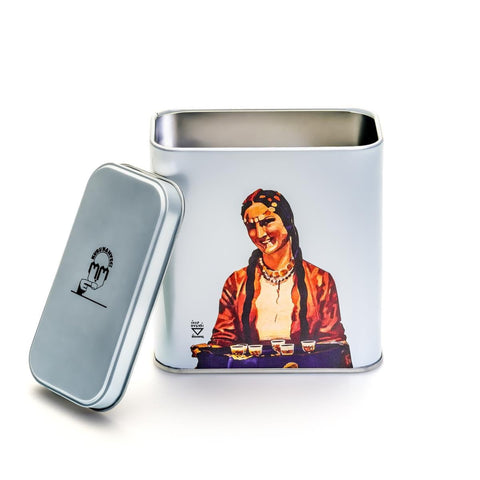 Mehmet Efendi Turkish Coffee Metal Box - Woman Serving Coffee