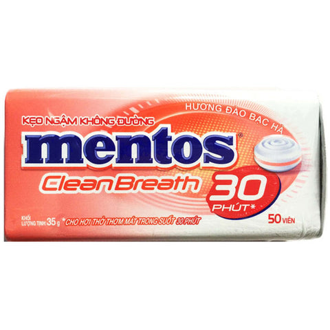 Mentos Clean Breath Peach Mints Gum 35g Mentos
