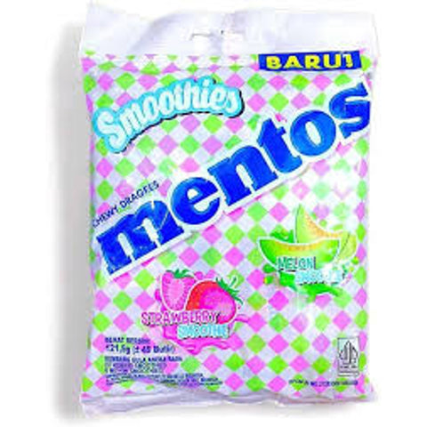 Mentos Fruit Smoothies Strawberry & Melon Chewy Dargees 121.5g