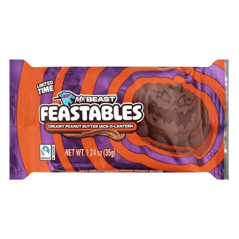 Mr Beast Feastables Milk Chocolate Creamy Peanut Butter Jack-O-Lantern 35g