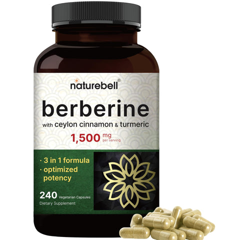 Naturebell Berberine With Celyon Cinnamon & Turmeric 1500mg - 240 Capsules