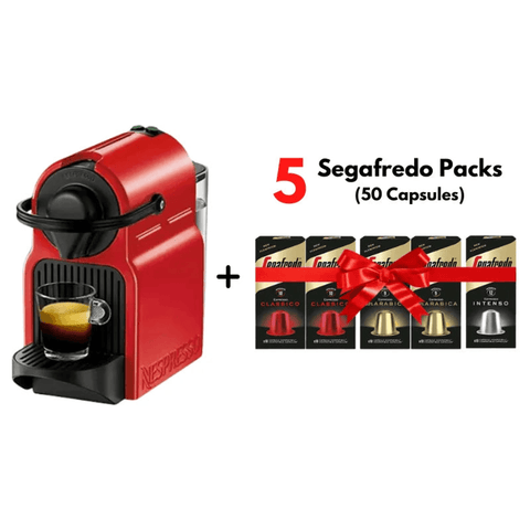 Nespresso Inssia Coffee Capsules Machine + FREE 5 Segafredo Aluminum Coffee Capsules (50 Capsules) - CAFELAX