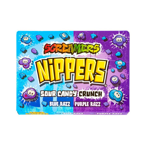 Nippers Screamers Blue Razz & Purple Razz Sour Candy Crunchy 100g