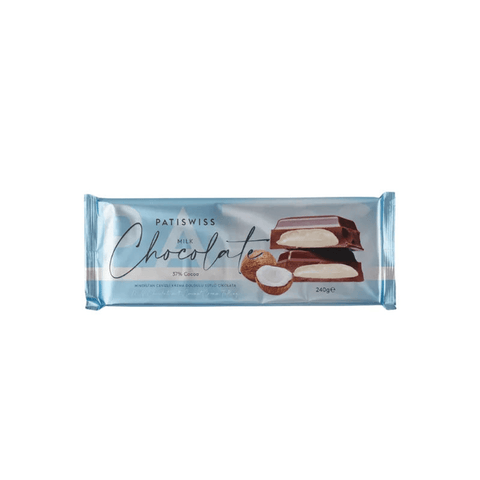 PATISWISS Milk Chocolate with Coconut Cream Filling 240g - CAFELAX