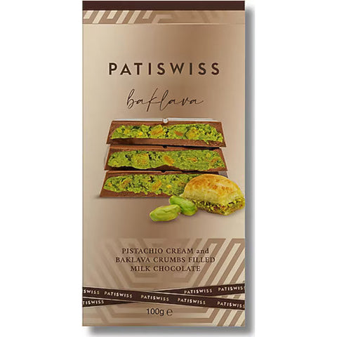 Patiswiss Juva Baklava Chocolate with Pistachio 100g