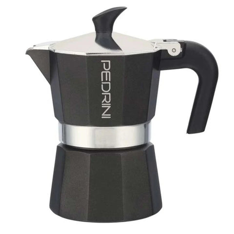 Pedrini Aluminum Black Moka Pot 1 Cup