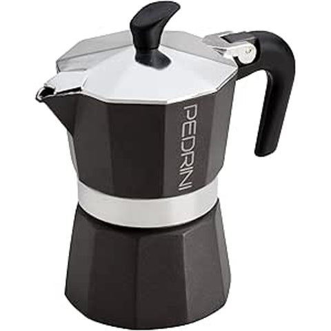 Pedrini Aluminum 	Black Moka Pot 3 Cup
