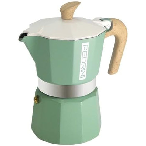 Pedrini Aluminum 	Multicolor Moka Pot 3 Cup - Green mint