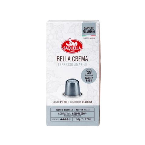 Saquella Bella Crema Espresso Amabile Coffee Capsules - 30 Capsules