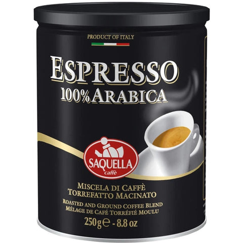 Saquella Espresso 100% Arabica Ground Coffee Can 250g