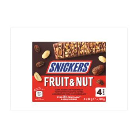 Snickers Chocolate Fruit & Nut Bar - 4 Bars - 128g