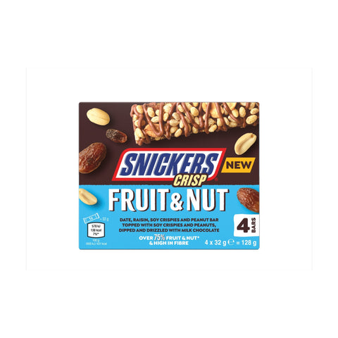 Snickers Crisp Chocolate Fruit & Nut Bar - 4 Bars - 128g