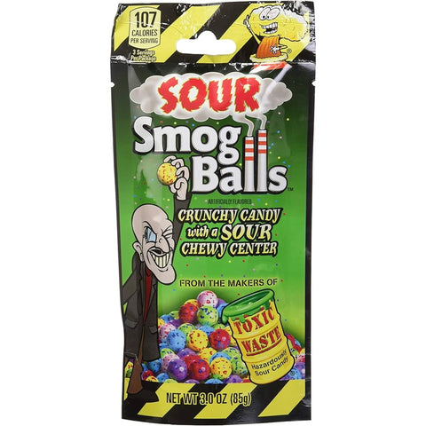 Sour Smog Balls Crunchy Candy With Sour Chewy Center 85g