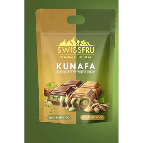 Swiss Fru Kunafa Milk & Blond Pistachio Cream Premium Chocolate 250g