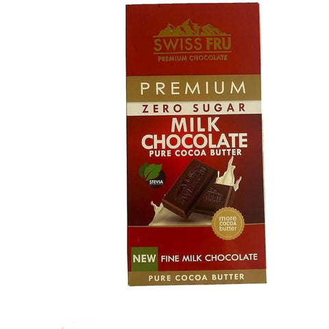 Swiss Fru Premium Zero Sugar Milk Chocolate With Pure Cocoa Butter 80g