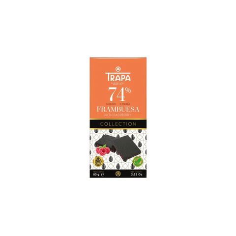 TRAPA Chocolate Bar Collection 74% cocoa Raspberry 80g - CAFELAX