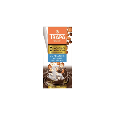 TRAPA Chocolate Bar No added Sugars with Milk and Hazelnuts 100g - CAFELAX