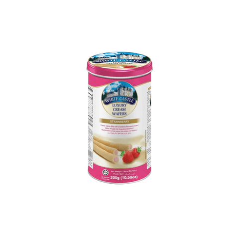 White Castle Luxury Cream Wafers Rolls Strawberry Flavowerd 300g - CAFELAX