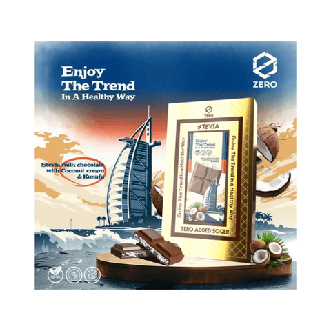 Zero Dubai Trend Chocolate Milk Chocolate With Coconut Cream Kunafa 100g - CAFELAX