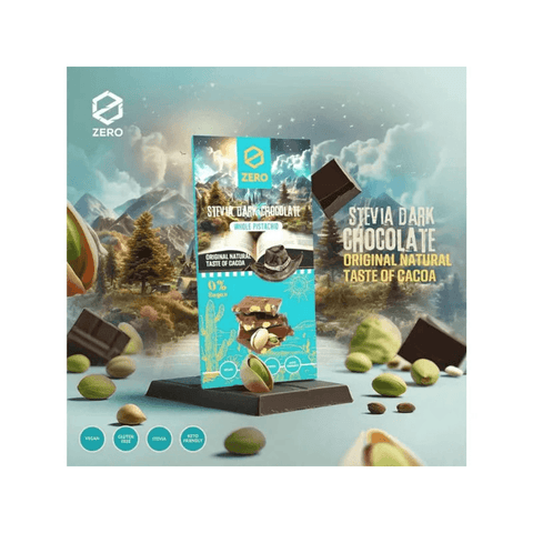 Zero Stevia Dark Chocolate With Whole Pistachio 85g - CAFELAX