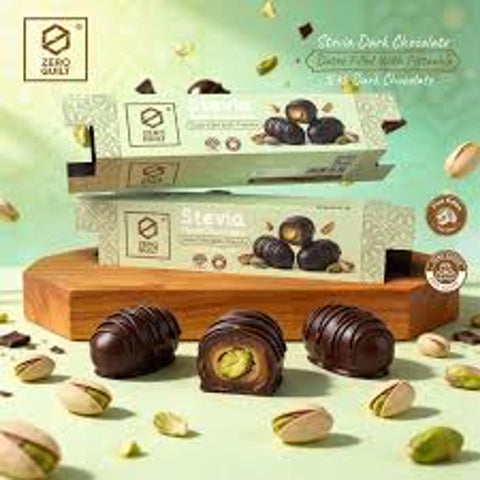 Zero Stevia Gulit 75%Dark Chocolate Dates With Pistachio Bar - 3 Dates