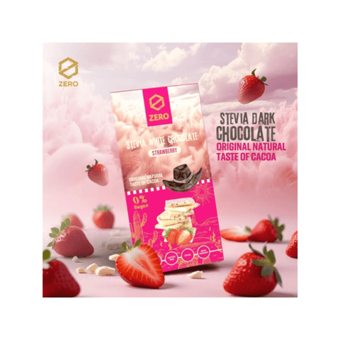 Zero Stevia White Chocolate with Strawberry 85g - CAFELAX