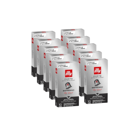 illy Espresso Forte Coffee Capsules - 10*10 = 100 Capsules) - CAFELAX