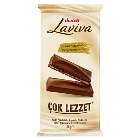 Ülker Laviva Chocolate Bar Milk And Dark Chocolate & Creamy 100g