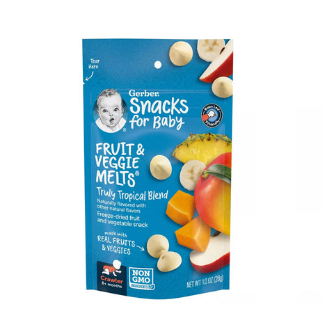 Gerber Snacks For Baby Fruit Veggie Melts Truly Tropical Blend 28g