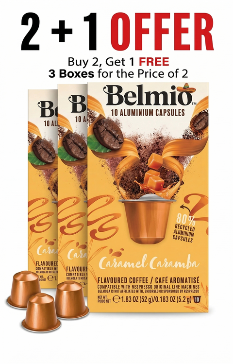 ( 2 + 1 Free ) Belmio Caramel Carmba Coffee Capsules - 10 Capsules - 30 Capsules