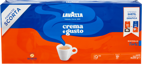 4 * Lavazza Crema E Gusto Forte Ground Coffee 250g - 1 Kg