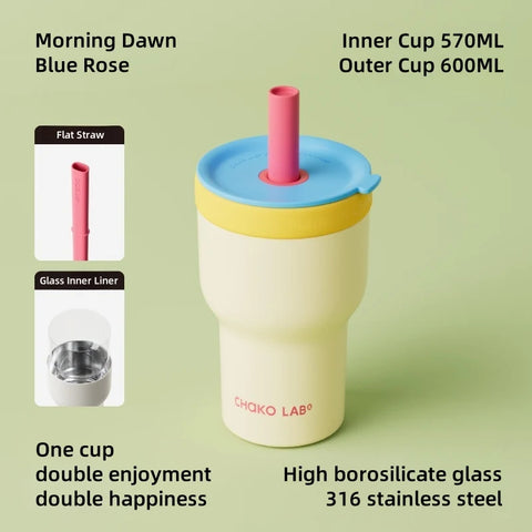 Chako Lab Dual-Layer Tumbler White & Pink & Blue 600ml