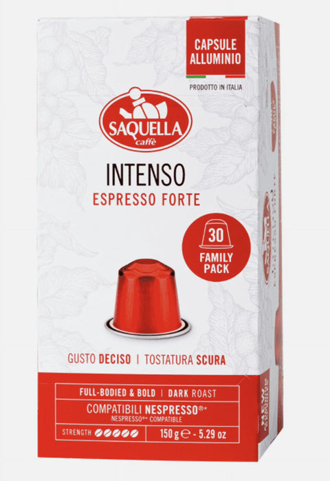 Saquella Intenso Espresso Forte Coffee Capsules - 30 Capsules