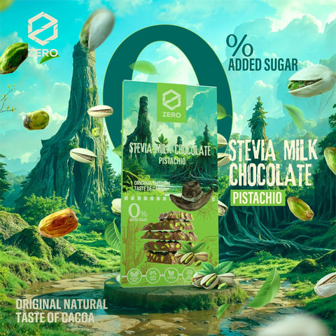 Zero Stevia Milk Chocolate Pistachio 0% Added Sugar 85g