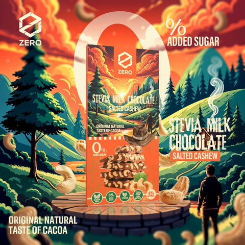 Zero Stevia Milk Chocolate Salted Cashew 0% Added Sugar 85g