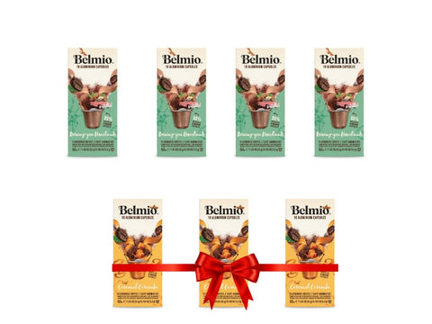(4 + 3 Free) Belmio Caramel & Hazelnut Coffee Capsules - 10 Capsules - 70 Capsules