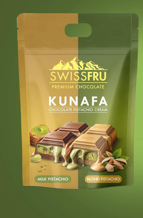 Swiss Fru Kunafa Milk & Blond Pistachio Cream Premium Chocolate 250g