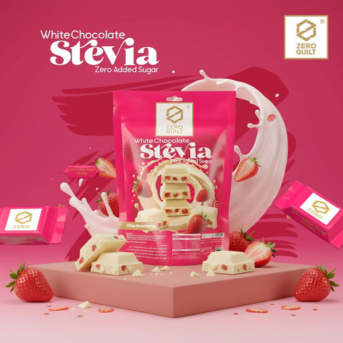 Zero Stevia White Chocolate With Strawberry No Add Sugar 500g