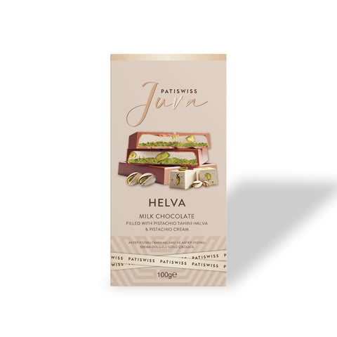 Patiswiss Juva Helva Milk Chocolate With Pistachio Tahini Halva & Pistachio Cream 100g