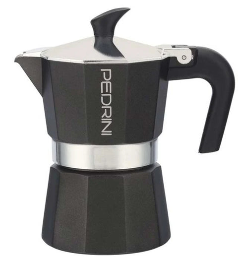 Pedrini Aluminum Black Moka Pot 1 Cup