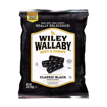 Wiley Wallaby Classic Black Licorice Flavored Candy 113g