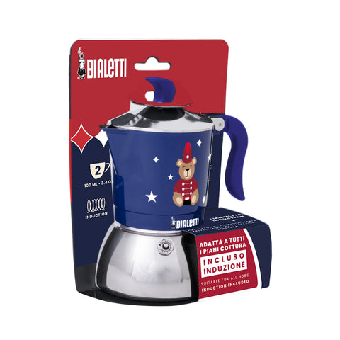 Bialetti JoyFul Memories Inducthion Included Moka Pot 2 Cups - Blue