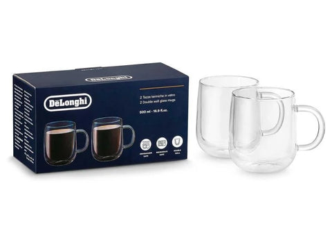 Delonghi Double wall glass mugs 500ml - Set of 2