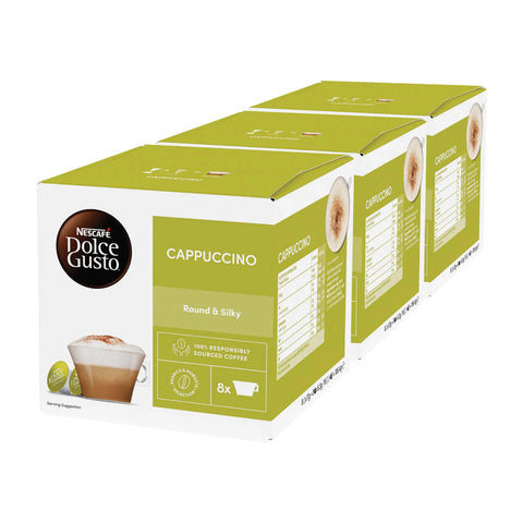 3 * Nescafe Cappuccino Dolce Gusto Coffee Capsules - 16 Capsules - 32 Capsules