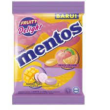 Mentos Fruit Delight Mango Taro & Peach Orange  Flavour Chewy Dargees 121.5g