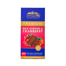 Swiss Fru Premium Milk Almond & Cranberry Chocolate 80g