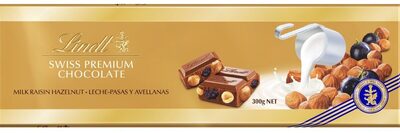 Lindt Swiss Premium Chocolate Milk & Hazelnut & Raisins 300g