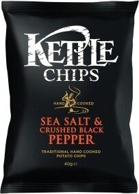 Kettle Hand Cooked potato Chips Sea Salt & Crushed & Black pepper 40g