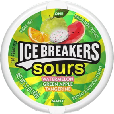 Ice Breakers  Sours Water Melon, Green Apple, Tangerine,42g
