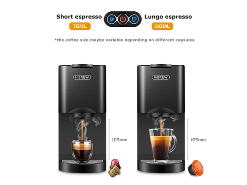 HiBREW 5-In-1 Multi-Function Espresso Machine - H3a + Viaggio Arabica Coffee Capsules - 10 Capsules + DolceVita Intenso Ground Coffee 250g + Double Glass Cups